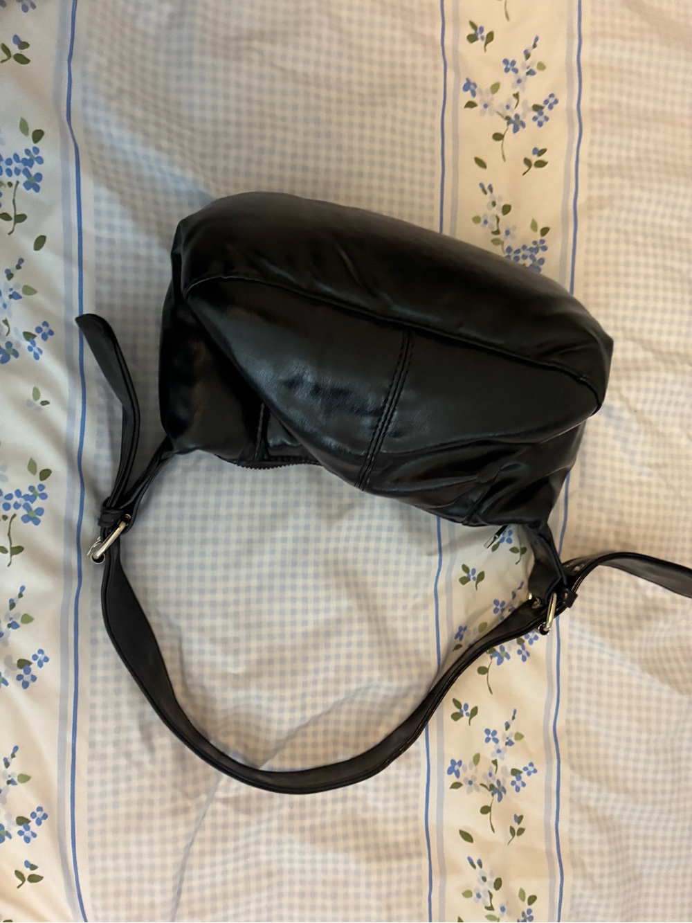 stradivarius Black Soft Faux-Leather Shoulder Bag